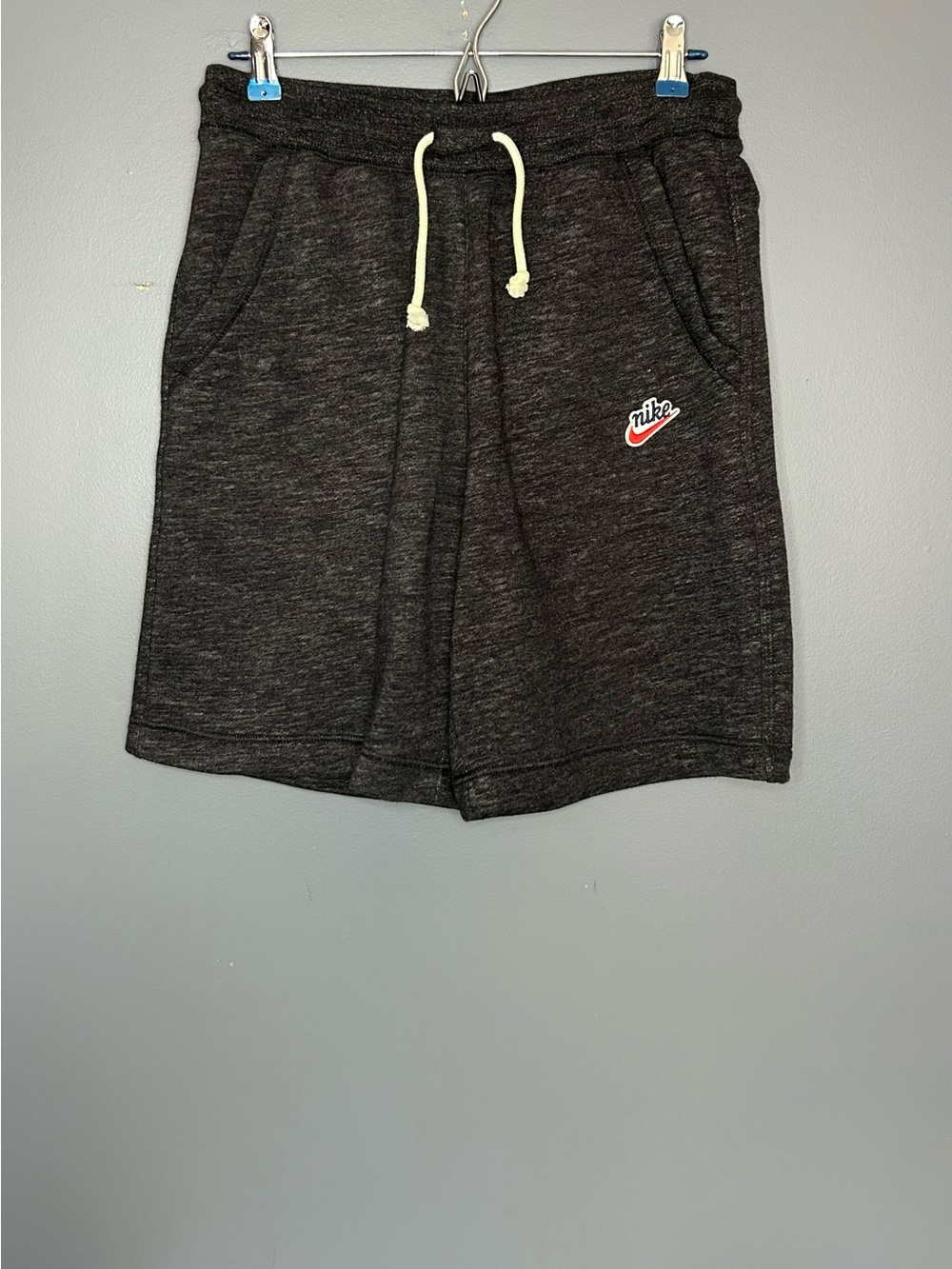 Nike Sportswear Mens S French Terry Sweat Shorts Heather Black‎ Retro Drawstring